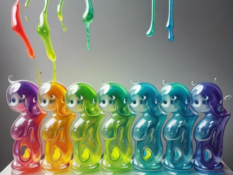 Seven Whimsical Slime Girls: Hyperdetailed CGI Art