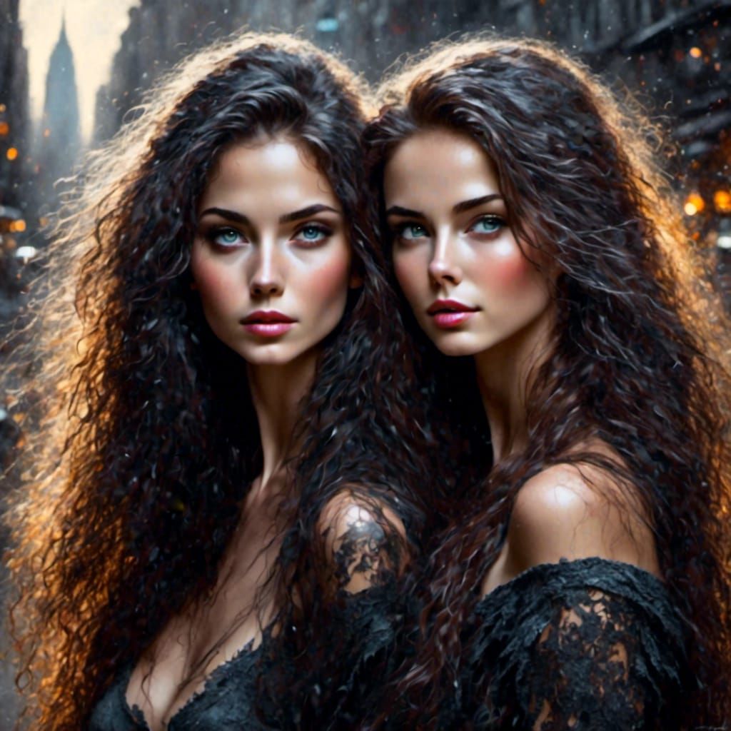 Two Beautiful Women in Exotic Grunge Style