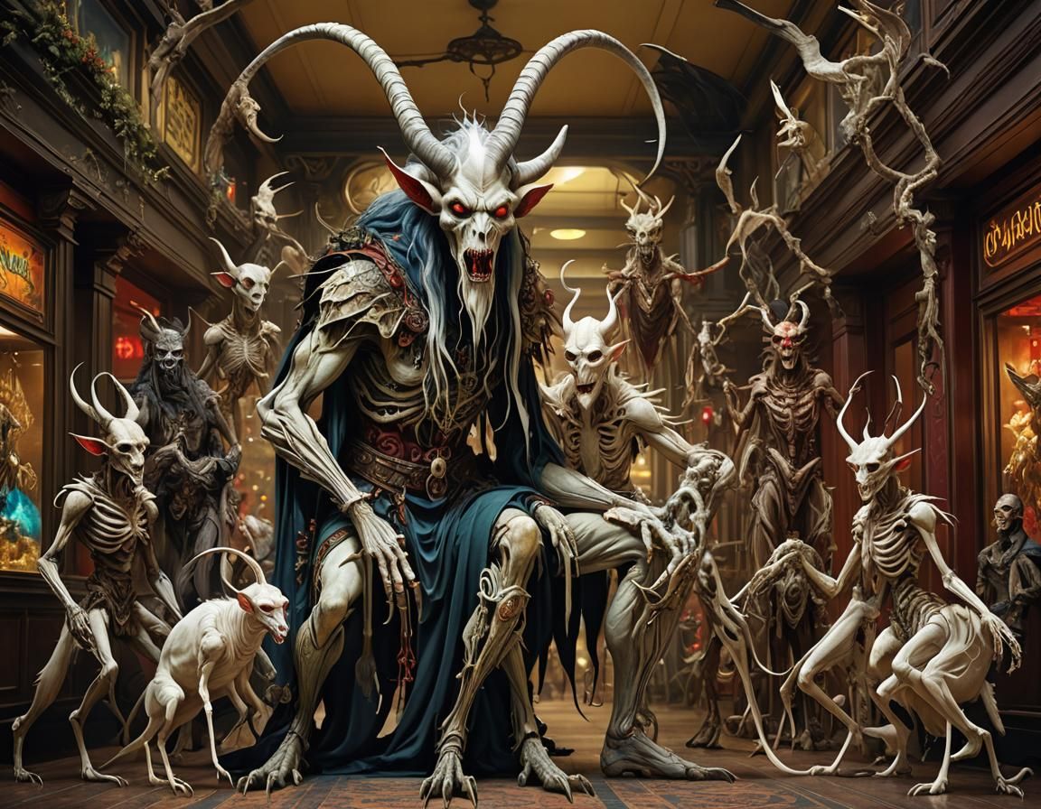 Creepy Mantis Krampus Family Reunion in Mall