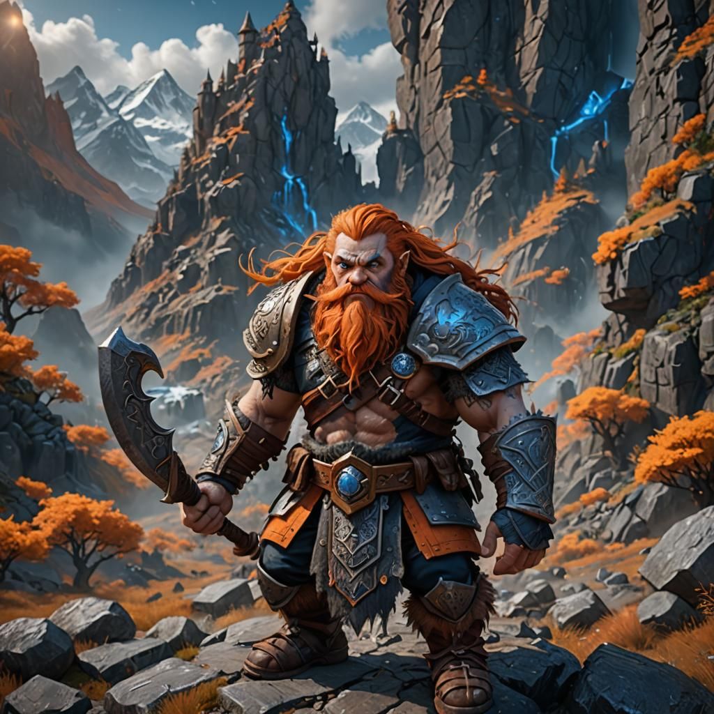 Detailed Mountain Dwarf Barbarian Fantasy Art