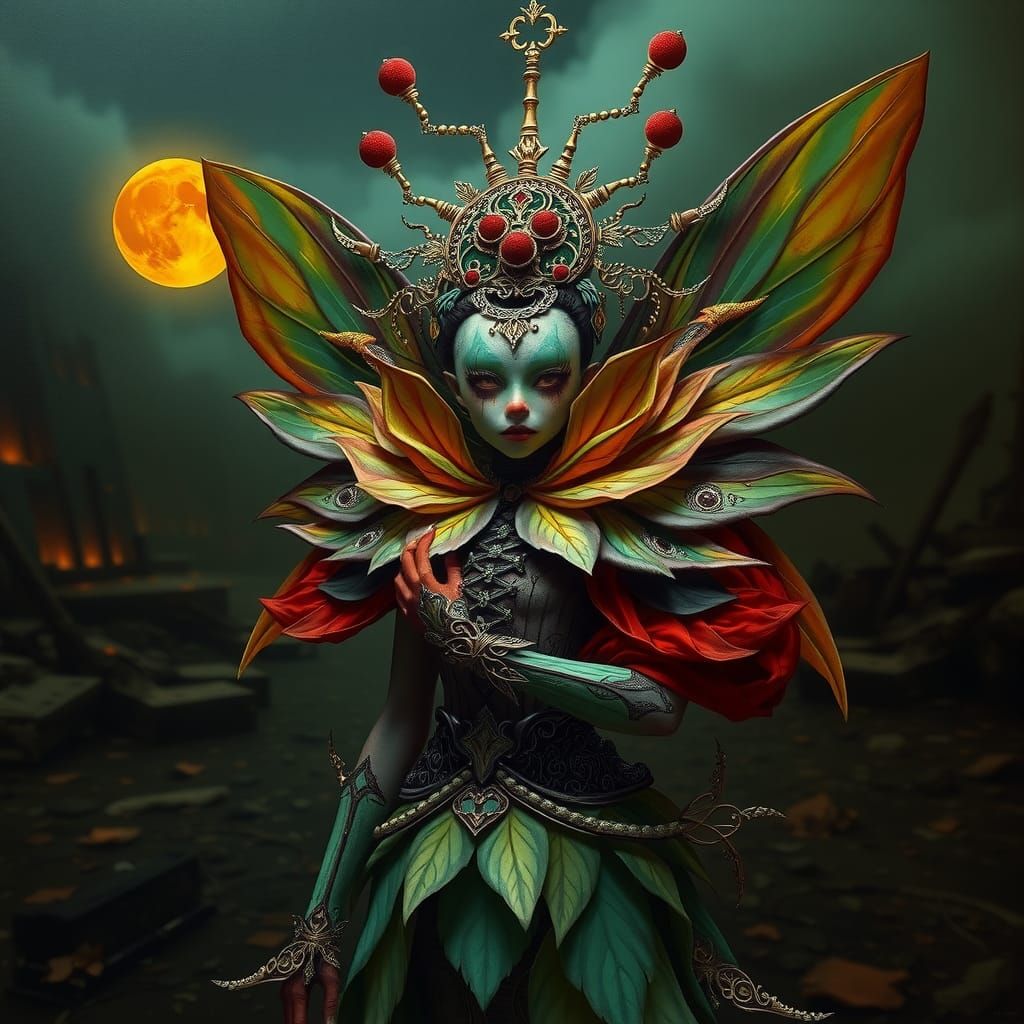 Clown Fairy in Bioluminescent Leaf Armor