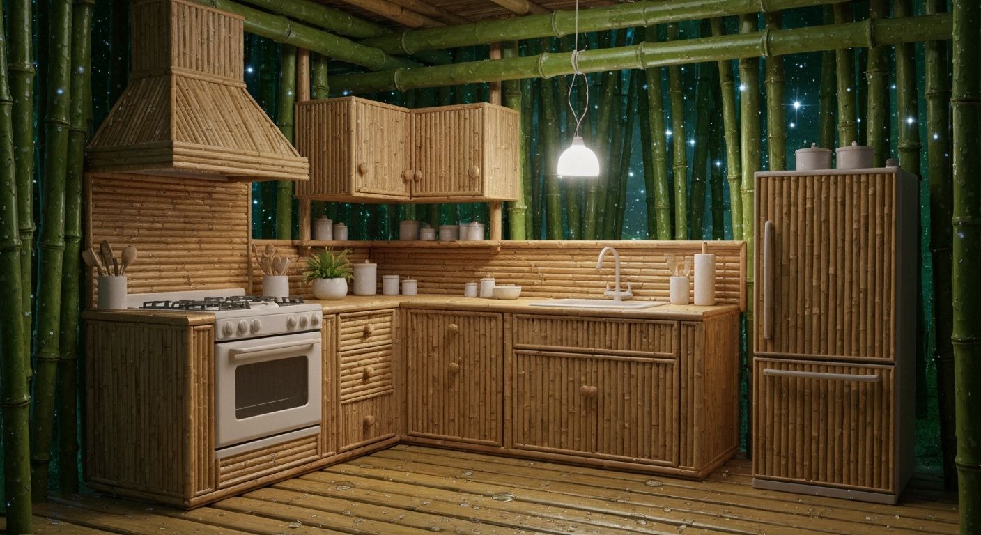 Peaceful Bamboo Kitchen with Celestial Stars