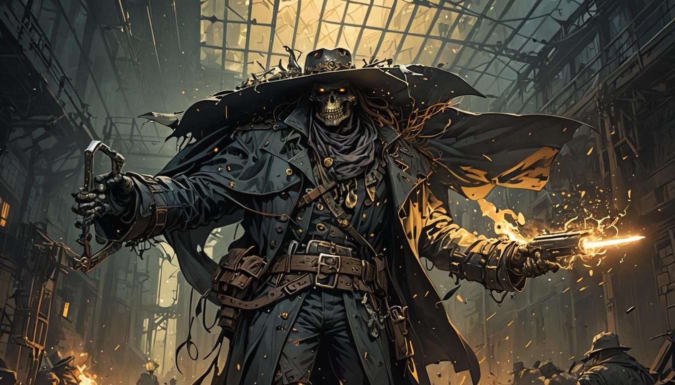 Skeleton Cowboy: Dark Fantasy Concept Art