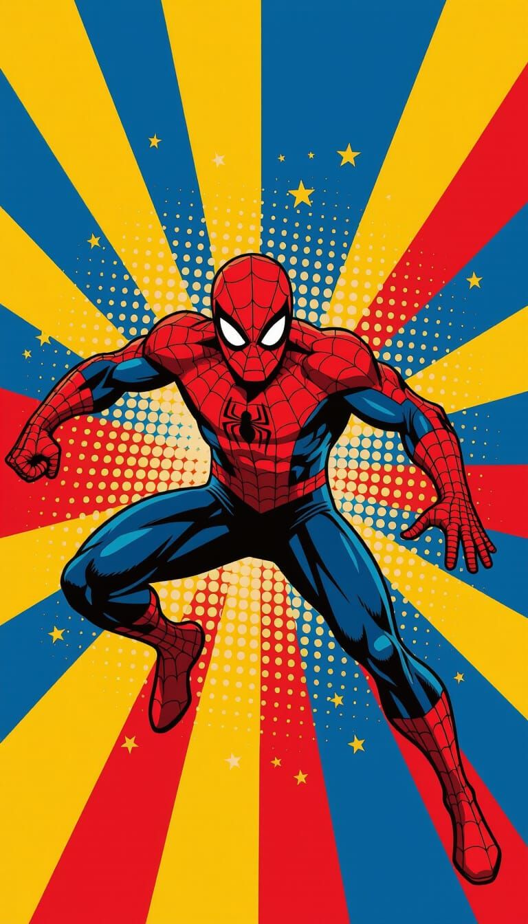 Spiderman Against War in Pop Art Style