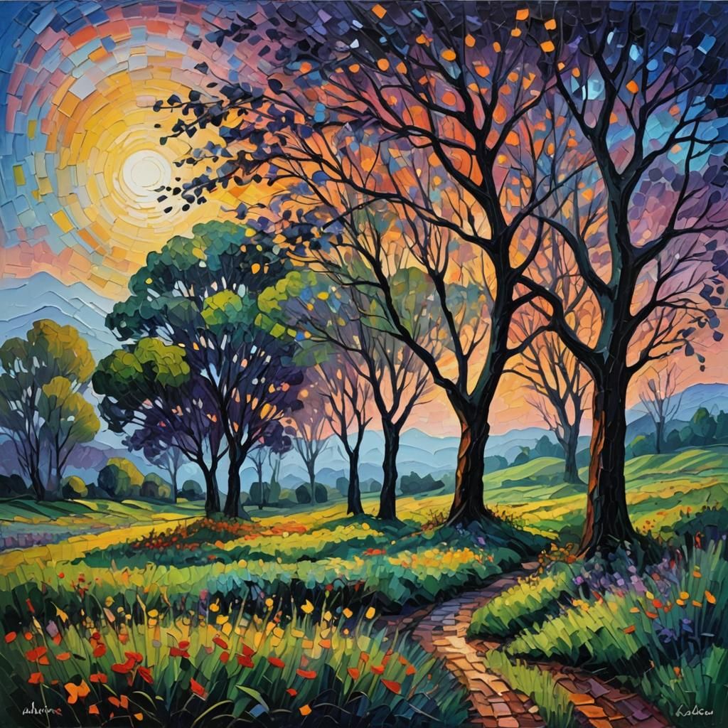 Expressionist Twilight: Impasto Oil Painting