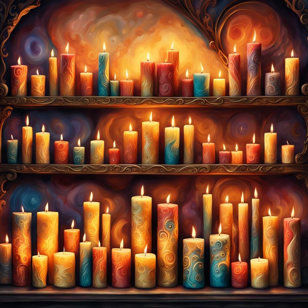 Whimsical Fantasy Shop with Vibrant Candles