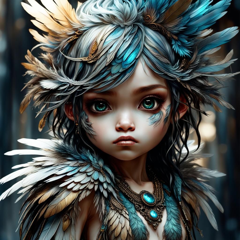 Detailed Chibi Harpy Baby in Ethereal Lighting