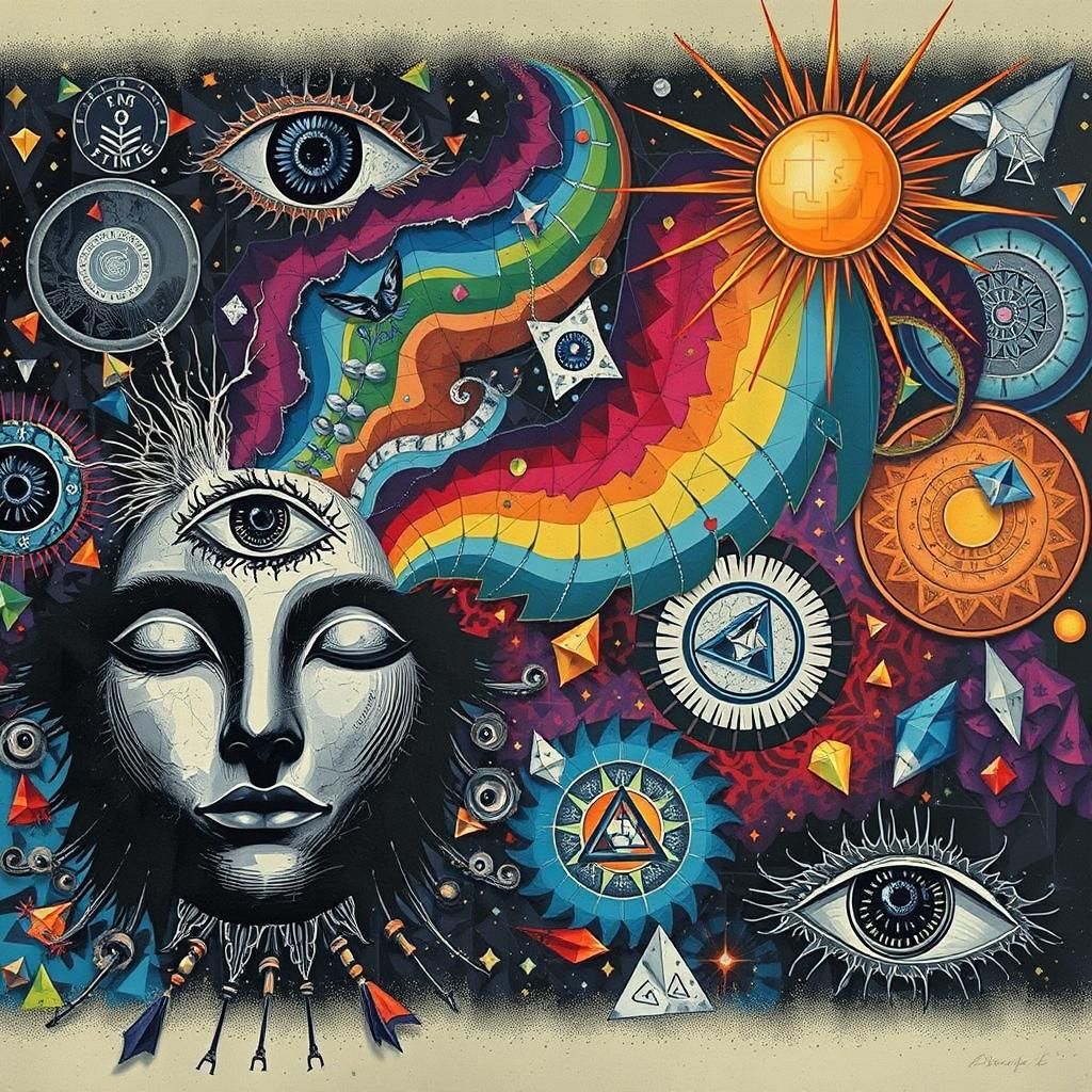 Dadaist Collage of Winged Figure in Photogram Style