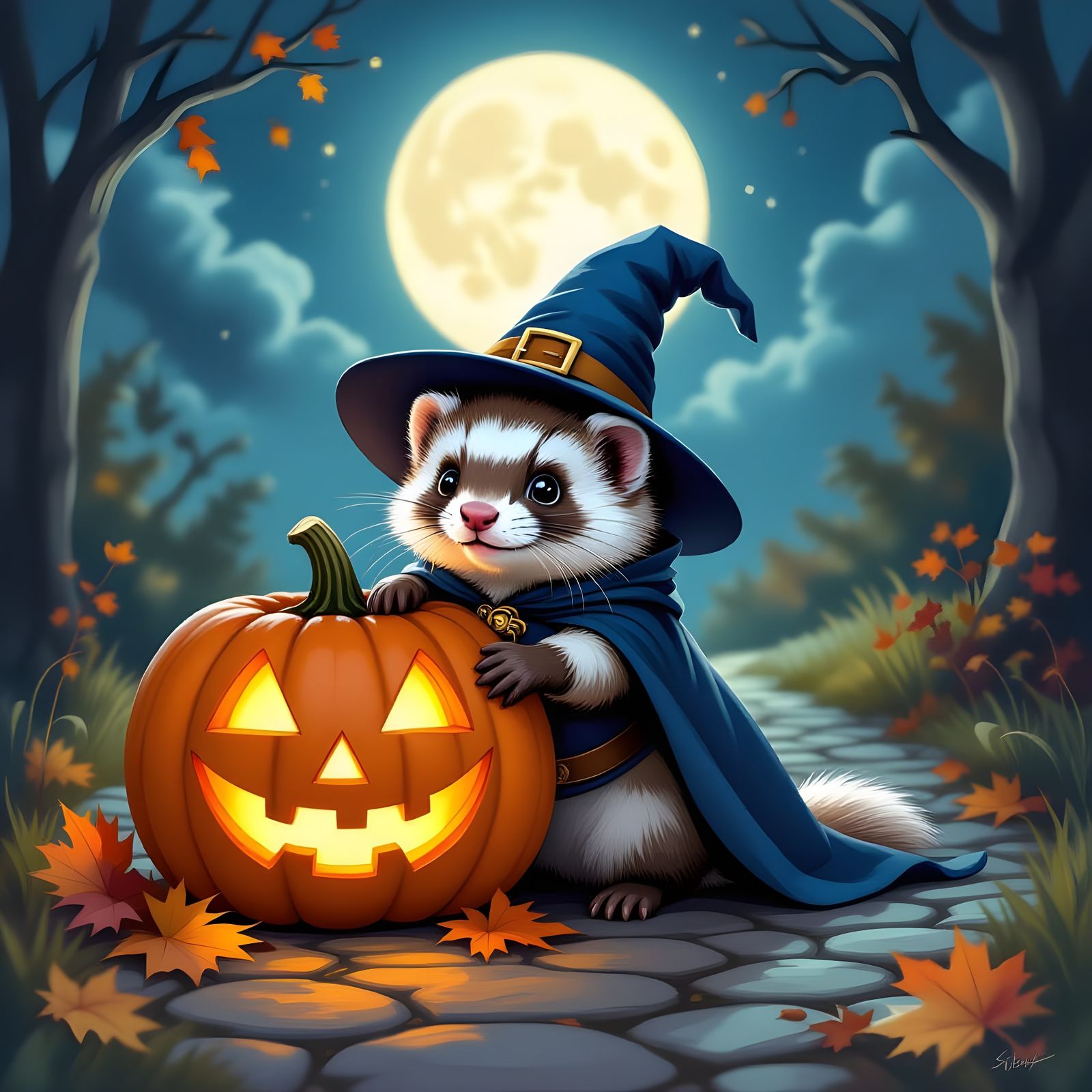 Ferret Wizard in Halloween Costume