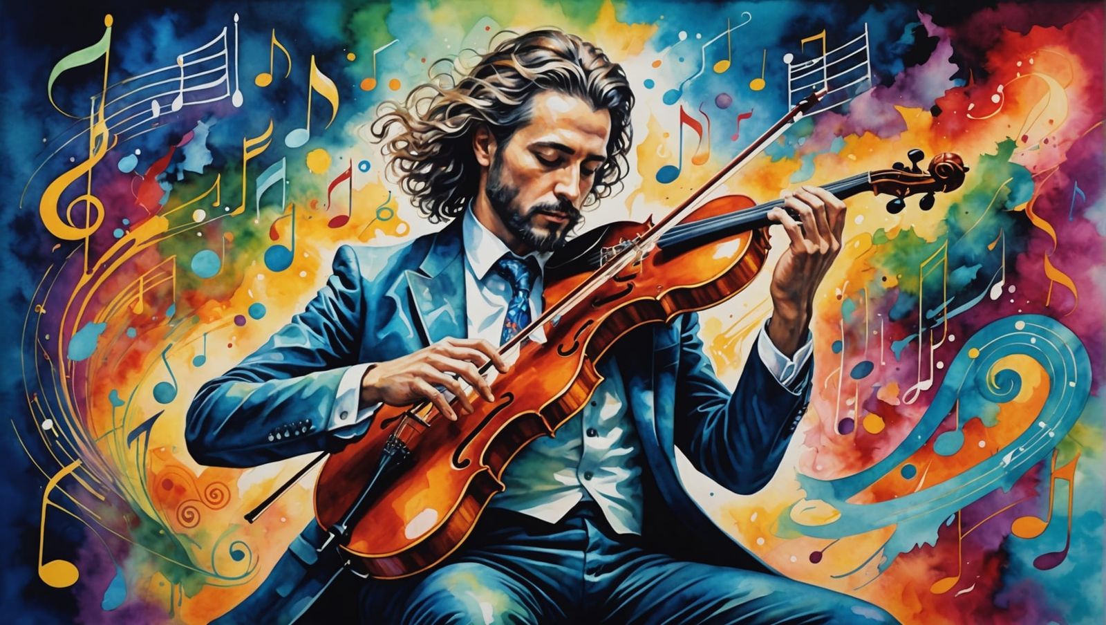 Surreal Musician in Esoteric Abstract Watercolor