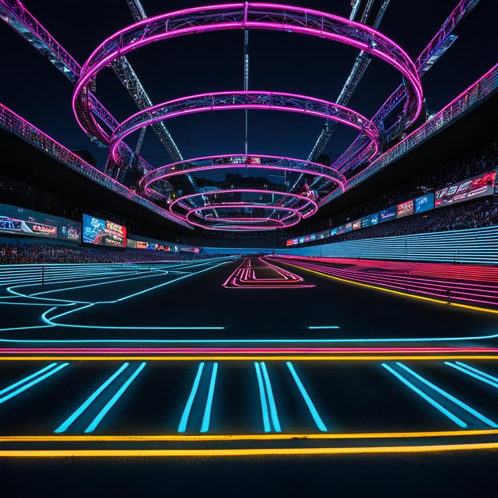 Vibrant Neon Racetrack Illustration