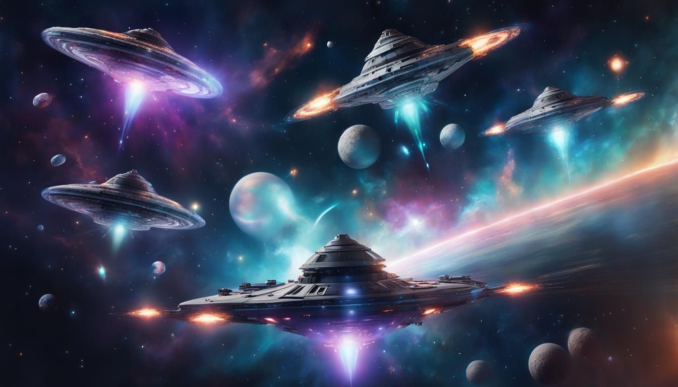 Epic Space Battle Between Starships and UFOs