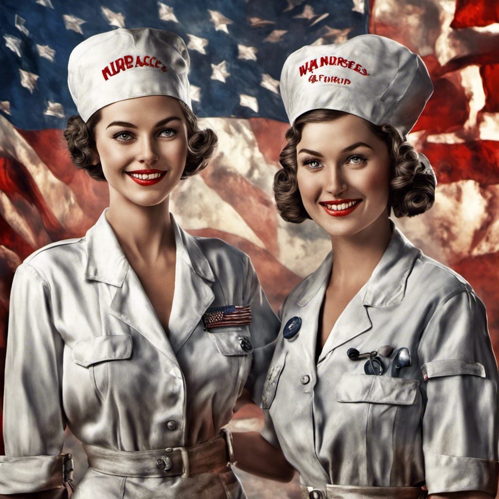 WAC Nurses Forever: Patriotic Friends in Detailed Painting