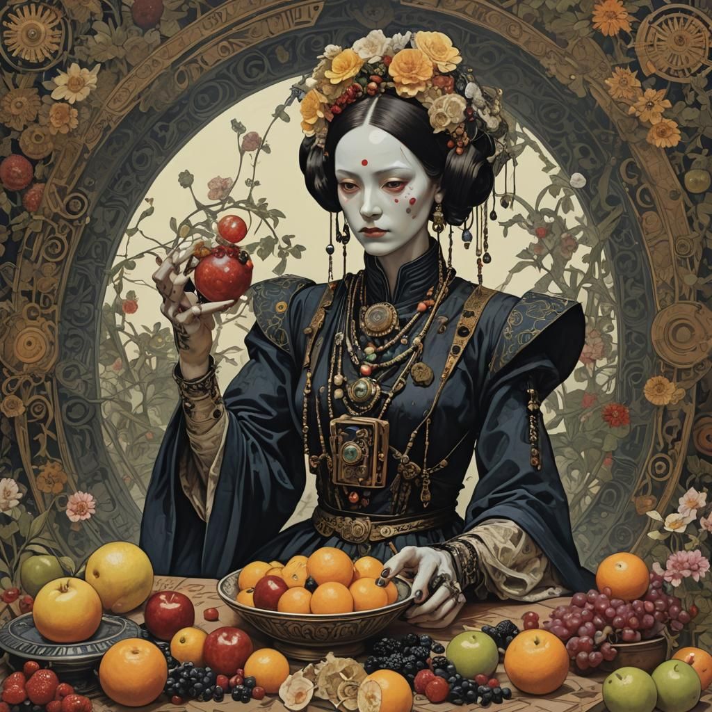 Modern Droid Fortune Teller with Floral Decay