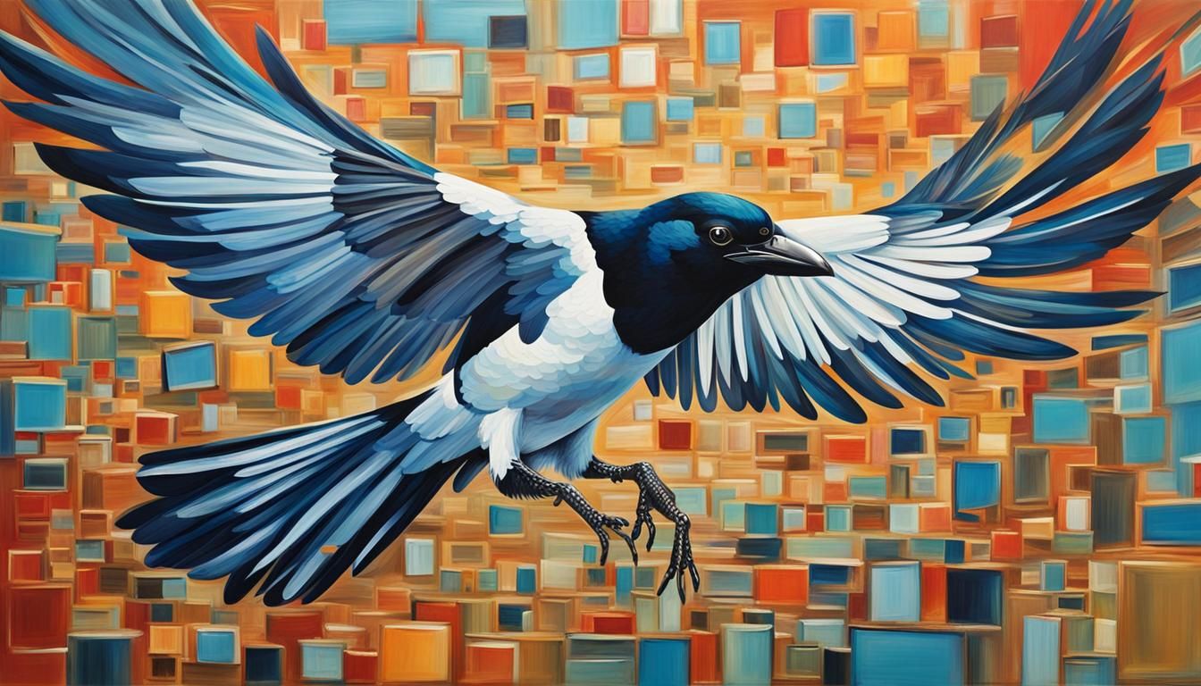 Magpie Stealing Bracelet in Abstract Art Style