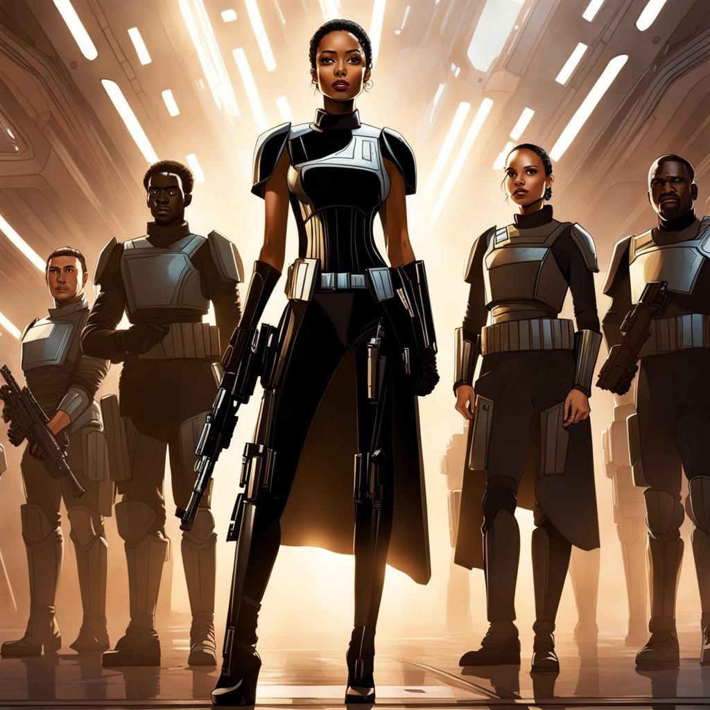 Sci-Fi Princess with Soldiers in Fincher Style