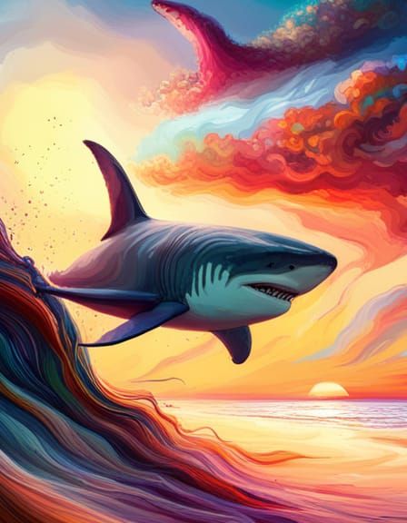 Shark and Whale on Beach: Hyperrealistic Concept Art