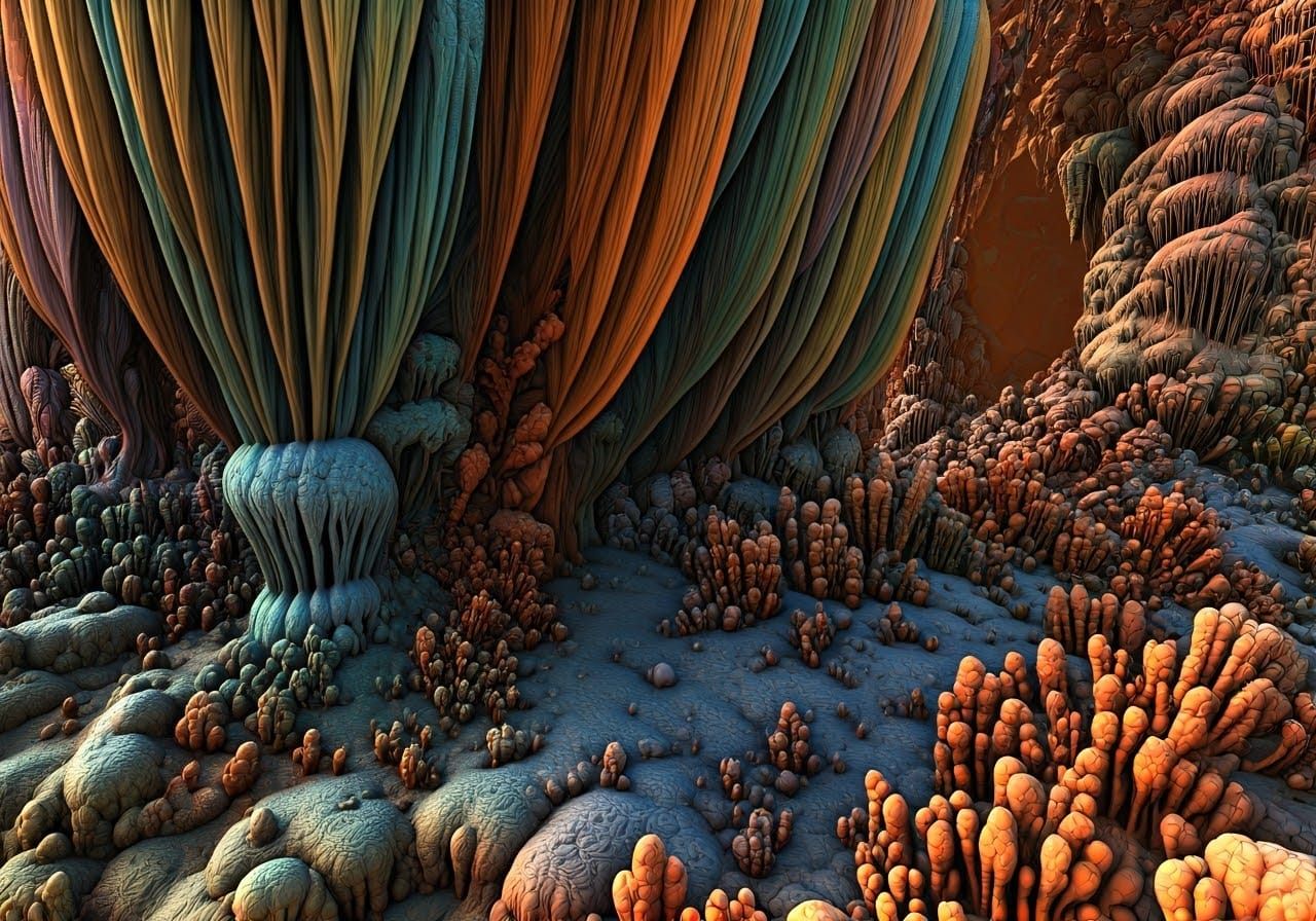 Vibrant Geode Cave in Dreamy, Otherworldly Atmosphere