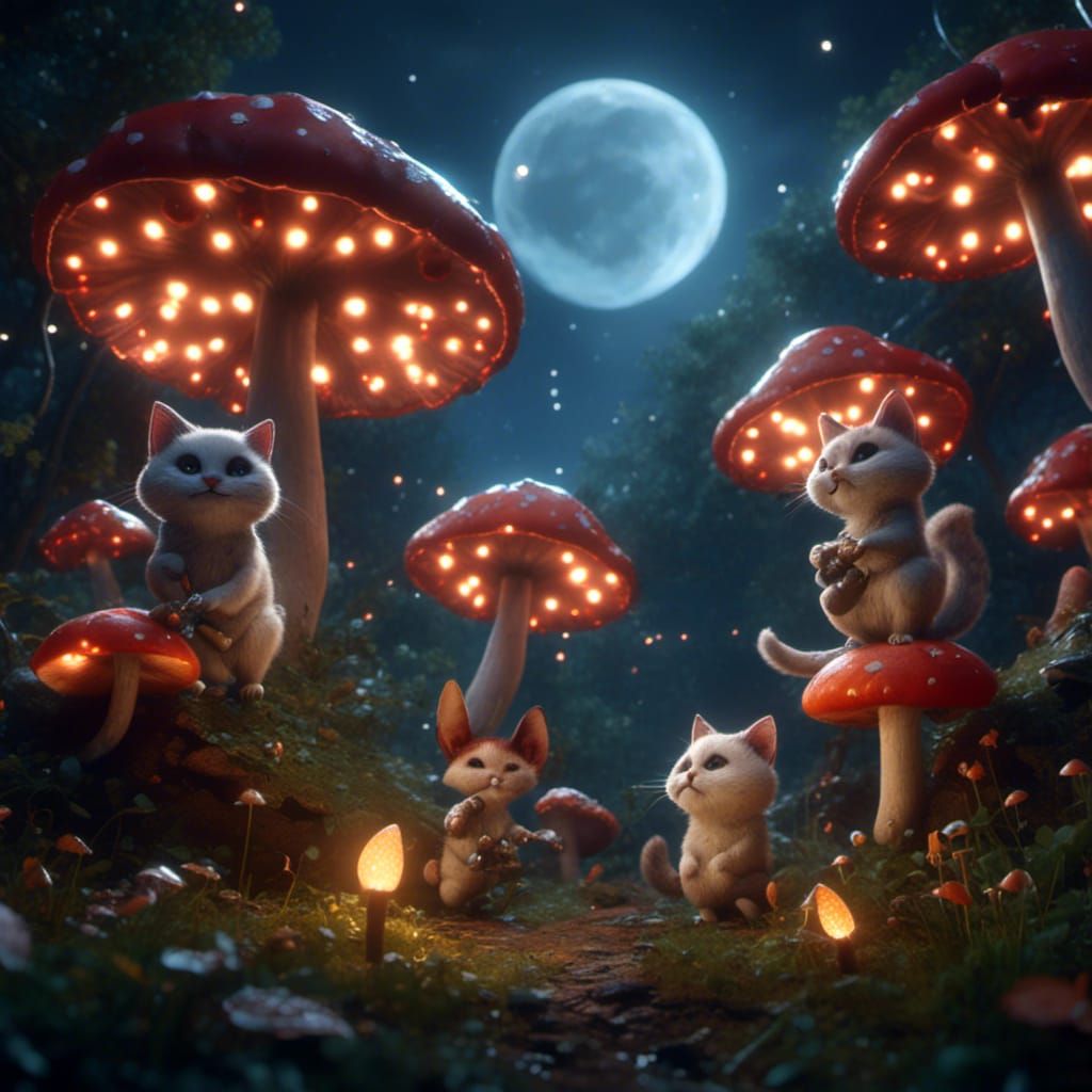 Kittens Dancing in a Mushroom Kingdom