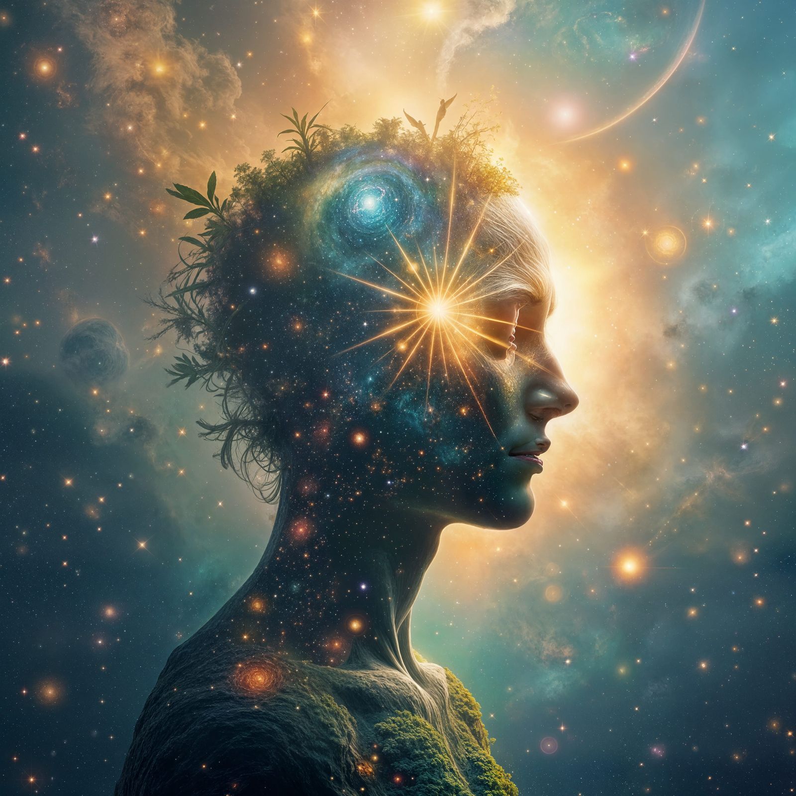 Cosmic Harmony Embodied in Radiant Human Form