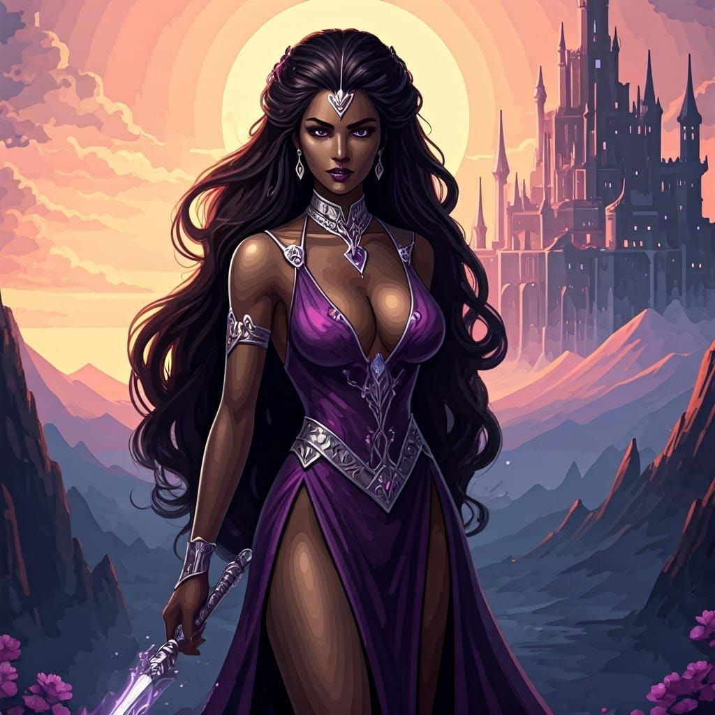 Pixel Art Portrait of a Fantasy Sorceress