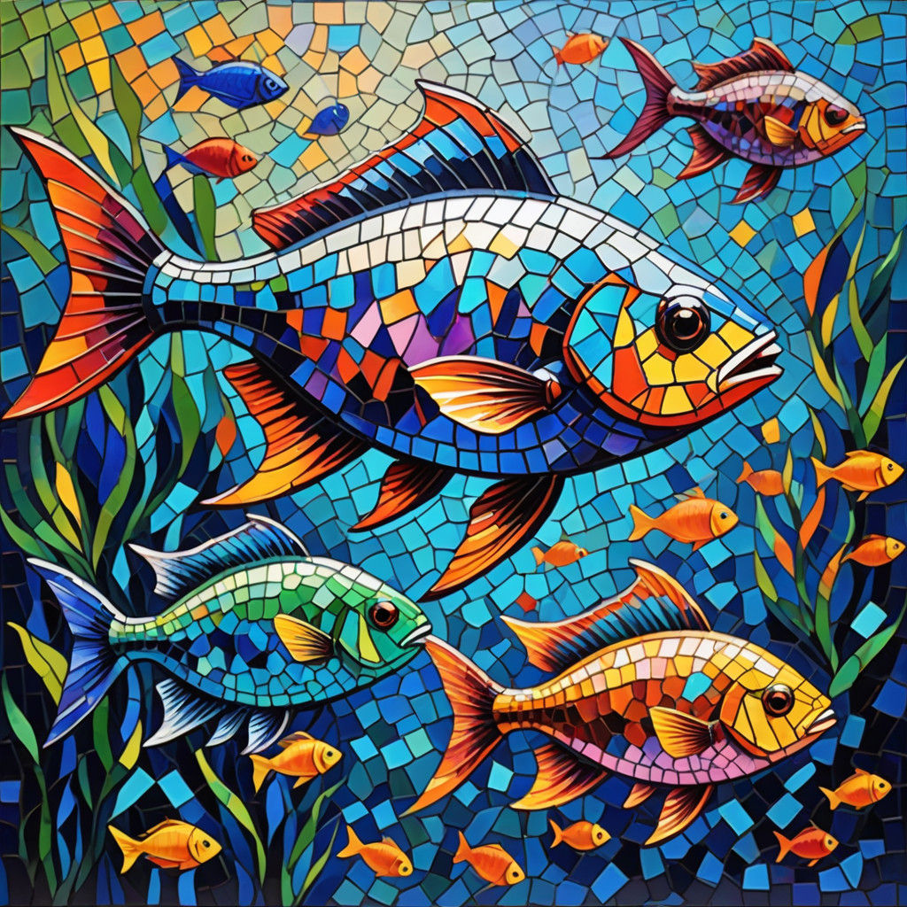 mosaic  fish stainglass