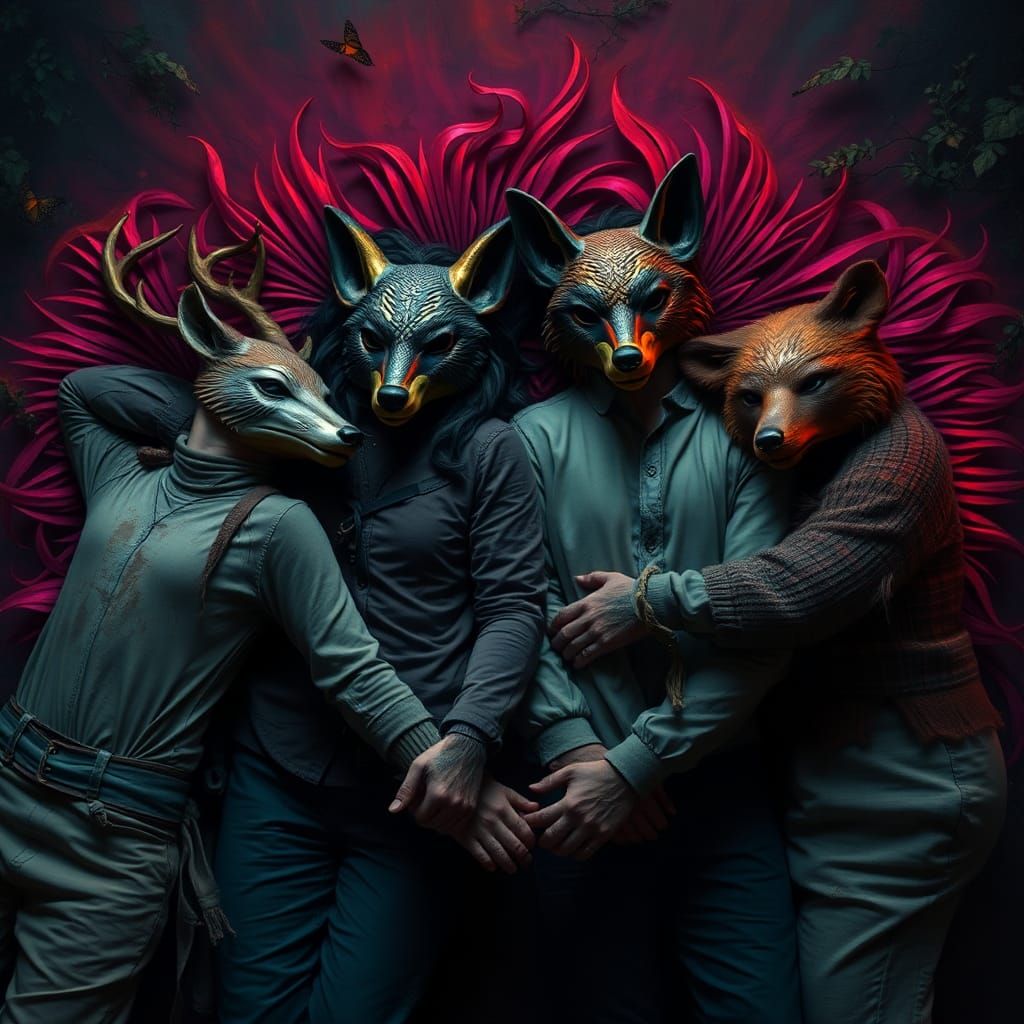 Masked Teens' Eternal Grasp in Forest