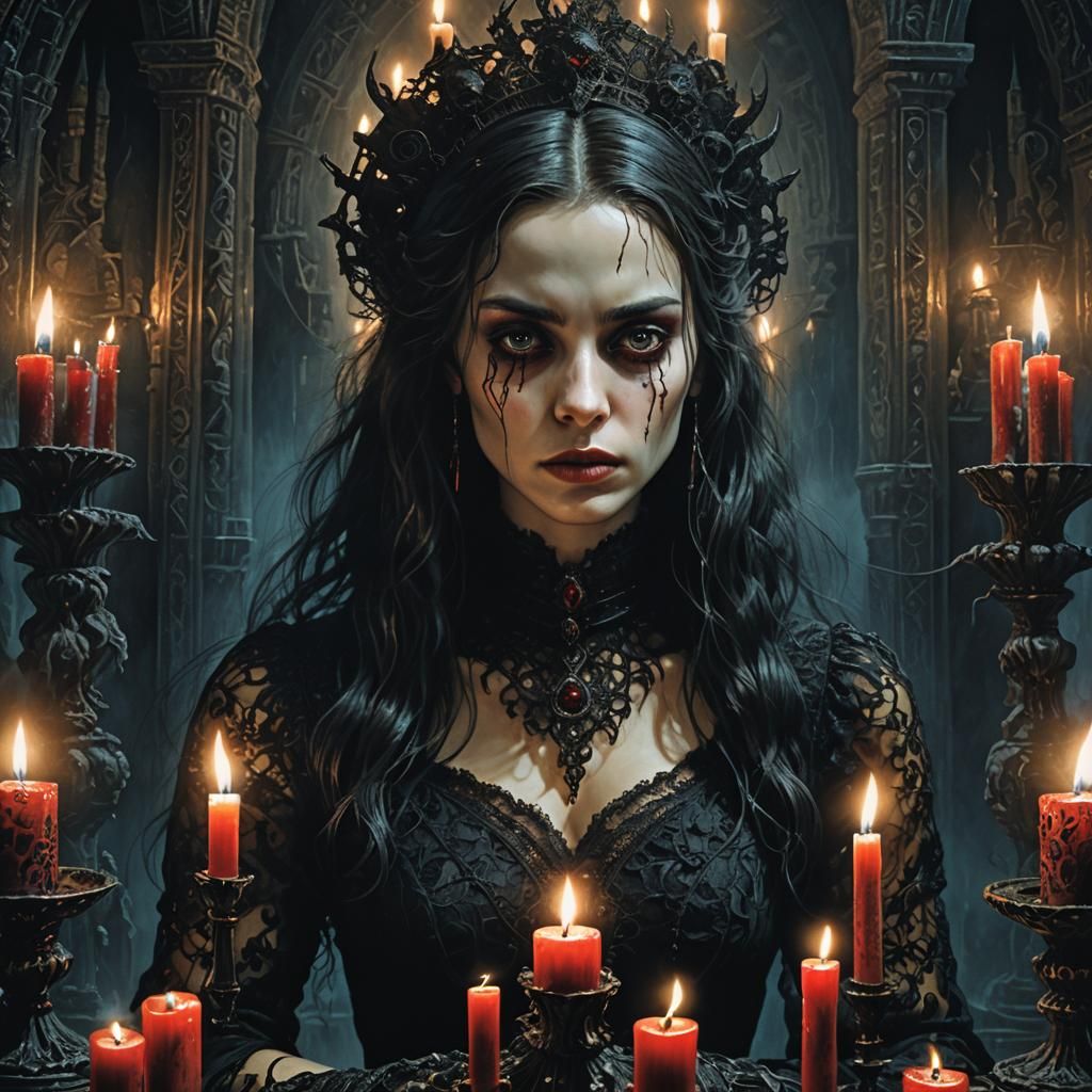 Sinister Woman in Dark Fantasy Portrait