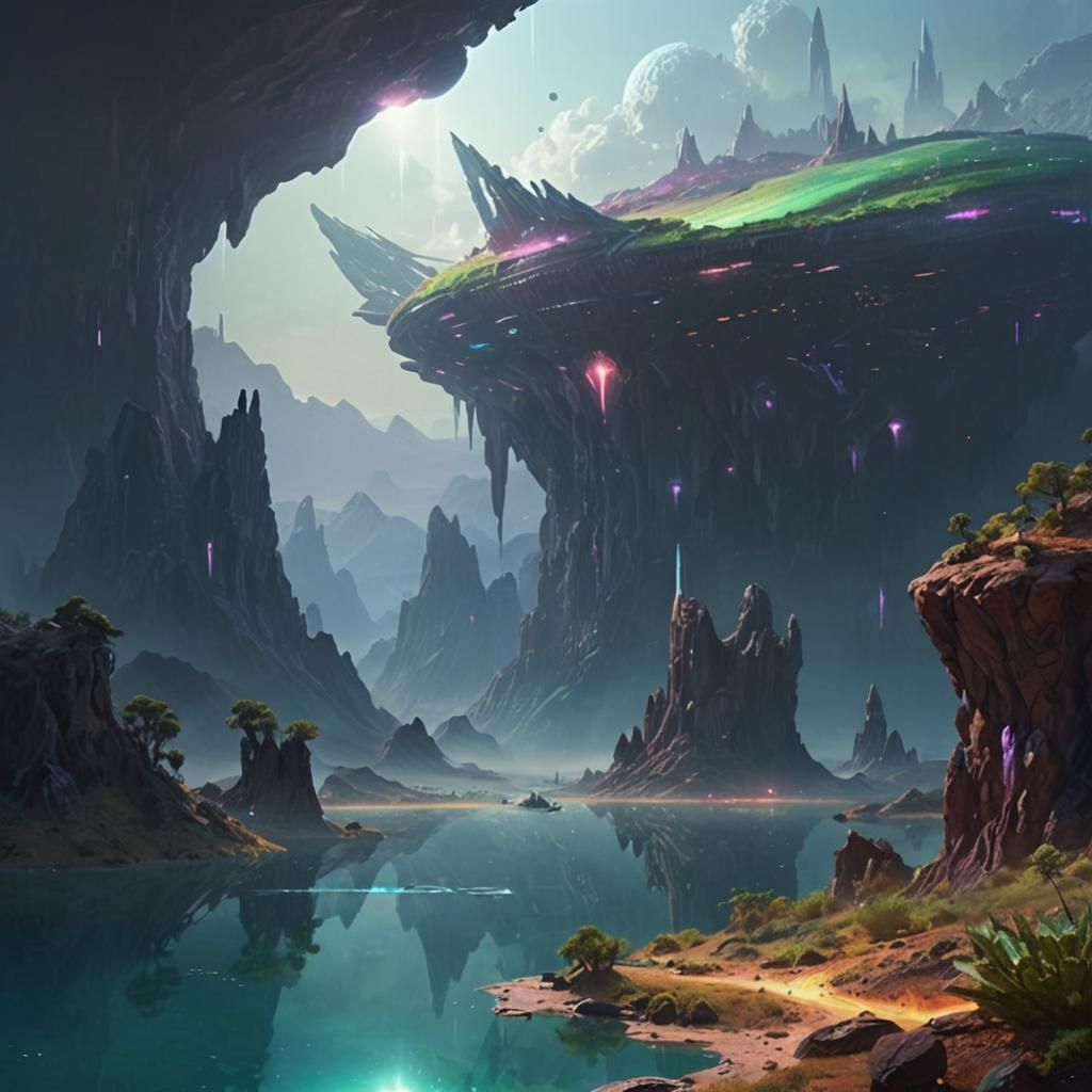 Vibrant Futuristic Metropolis Illuminates Distant Planets' I...