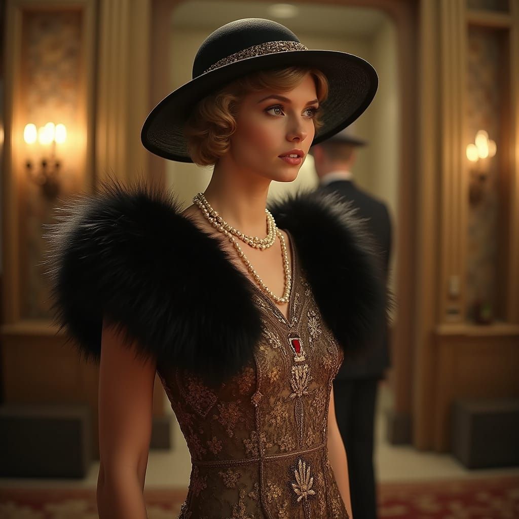 1920s Flapper Inspired by Erté and Gustav Klimt