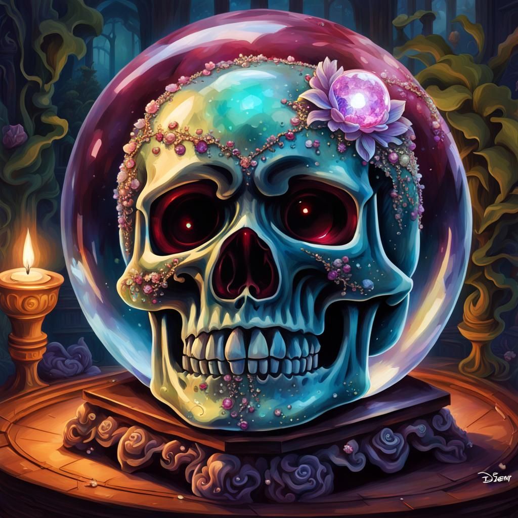 Crystal Skull in Jeweled Crystal Ball: Graffiti Art