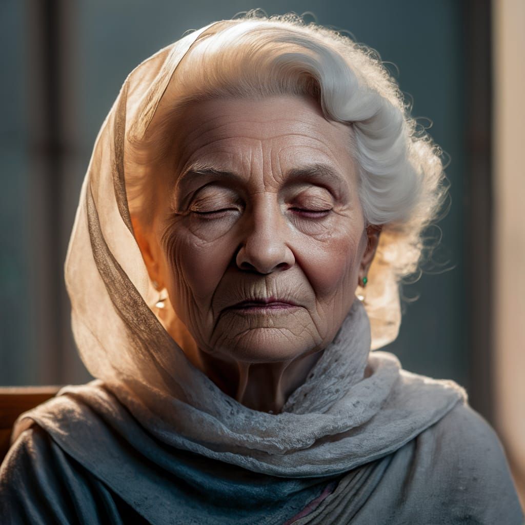 Serene Portrait of Elderly Woman in Natural Light