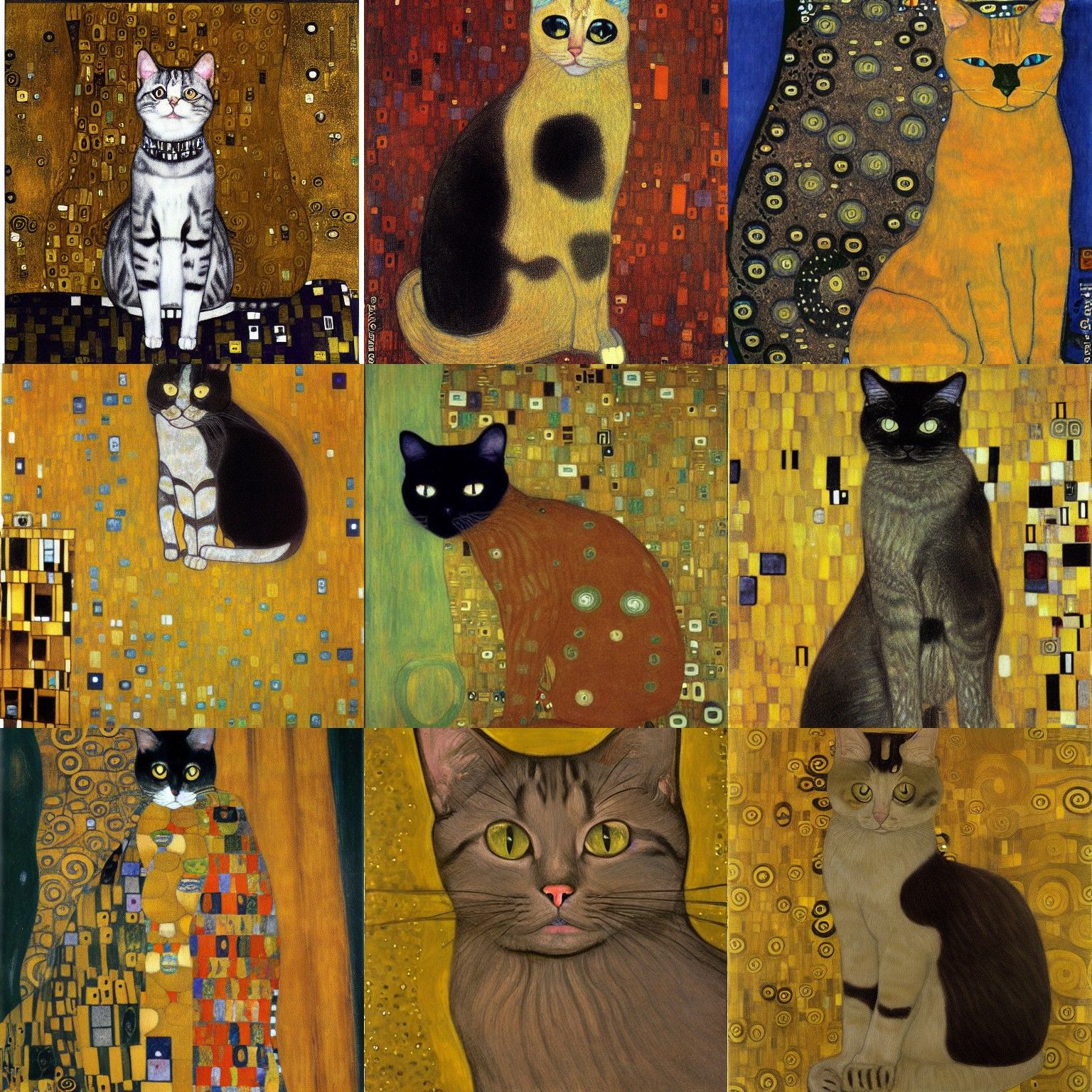 Cat Portrait in Klimt Style