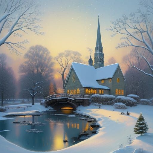 Winter Wonderland Scene in Cozy Realism