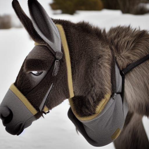 Donkey Wearing a Balaclava Generated by AI