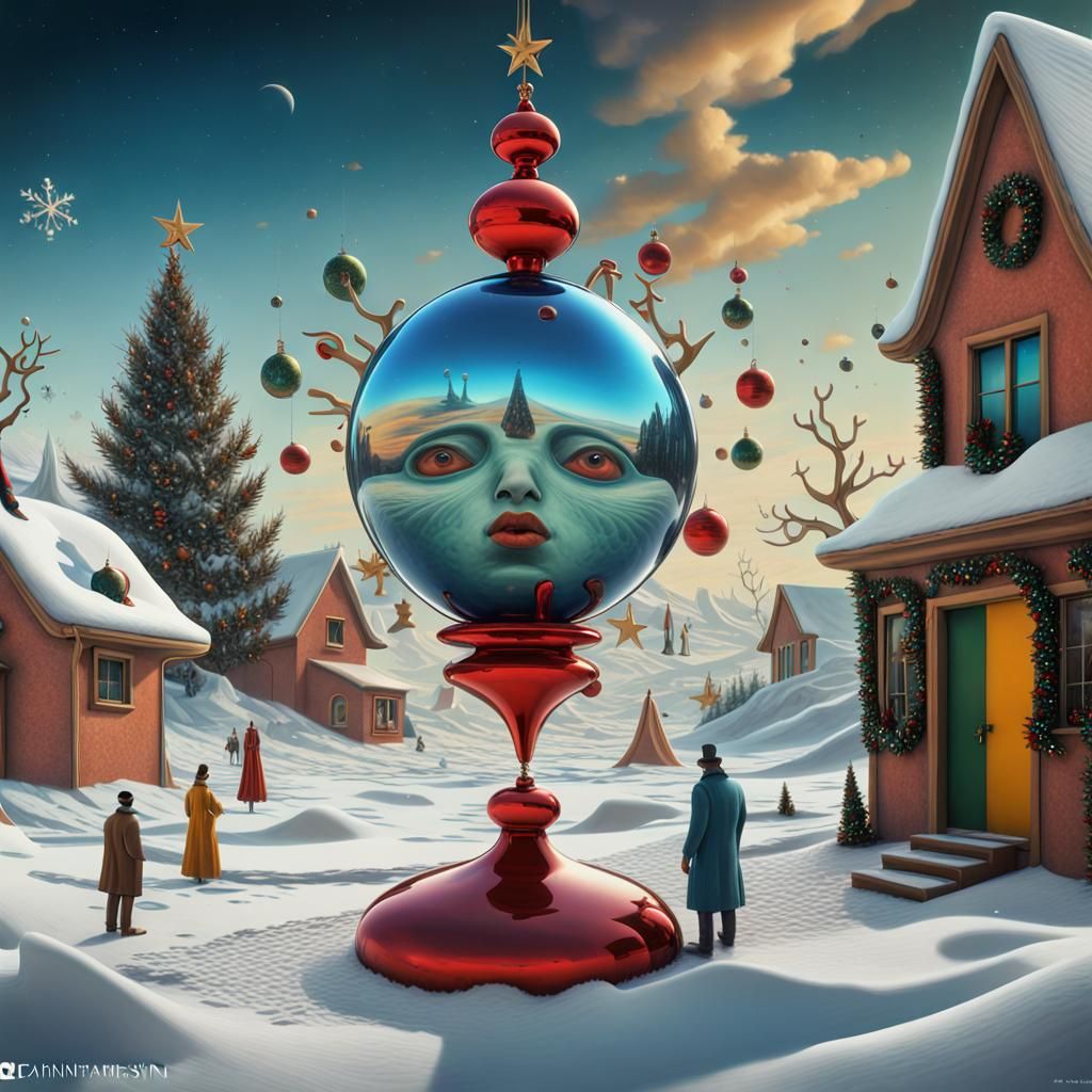 Cosmic Christmas Surrealism in Vivid Colors