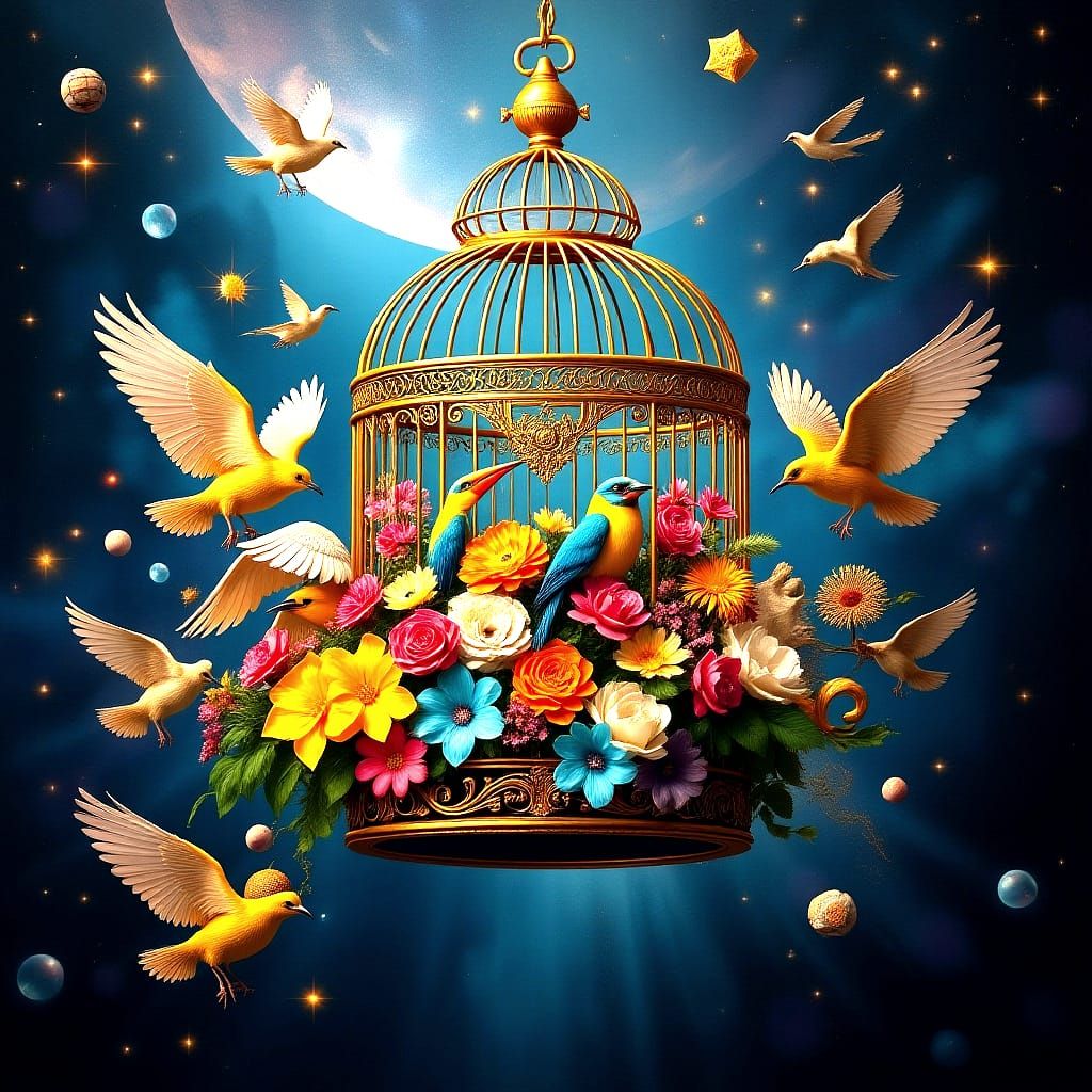 Surreal Birdcage Art