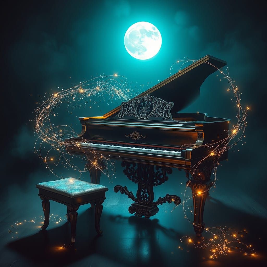 Enchanted Piano in Moonlit Splendor