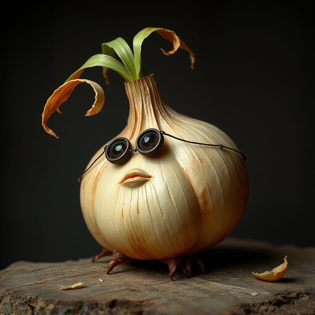 Whimsical Onion in Outsider Art Style