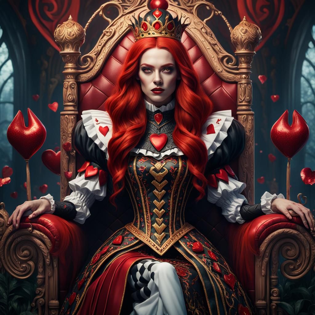 Queen of Hearts on Throne: Fantasy Concept Art