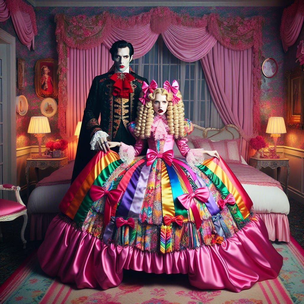 Vampire and Maid in Eccentric Bedroom