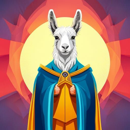 Wizard Llama in Cape: Pop Art Screen Print
