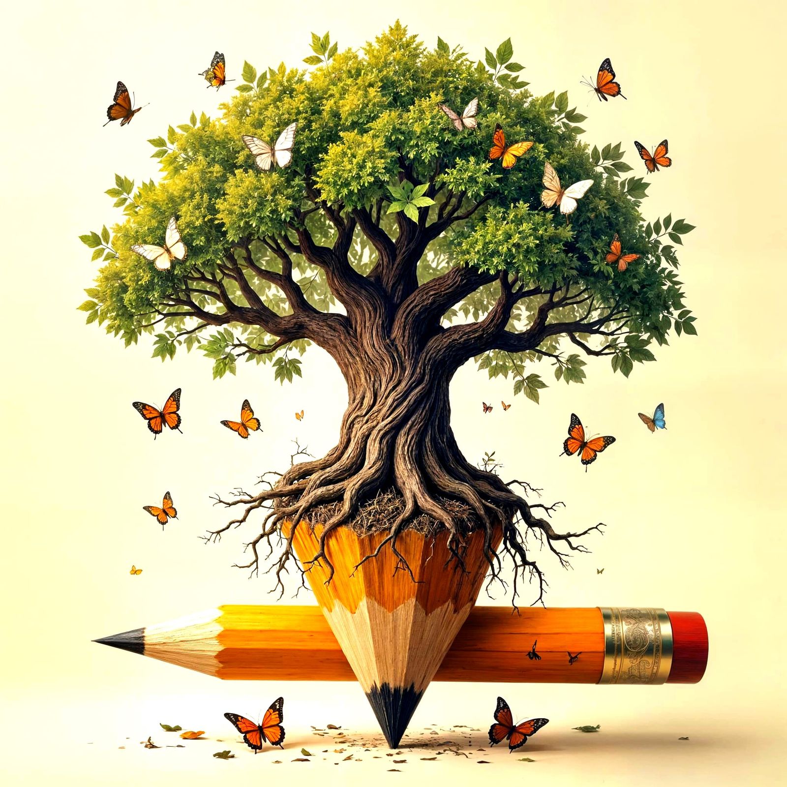 Whimsical Tree Grows From Giant Pencil