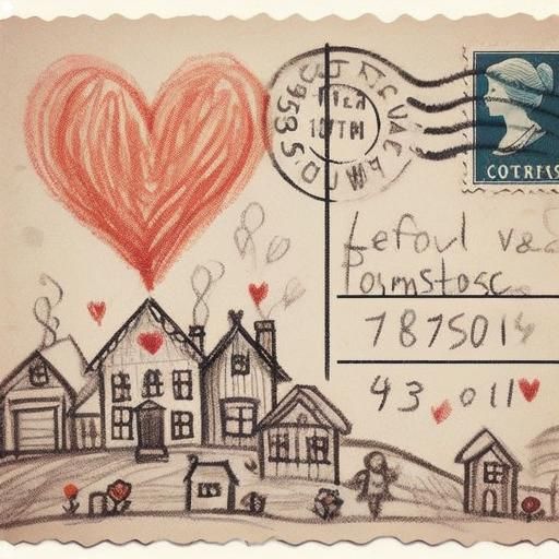 Sentimental Postcard Back with Heart