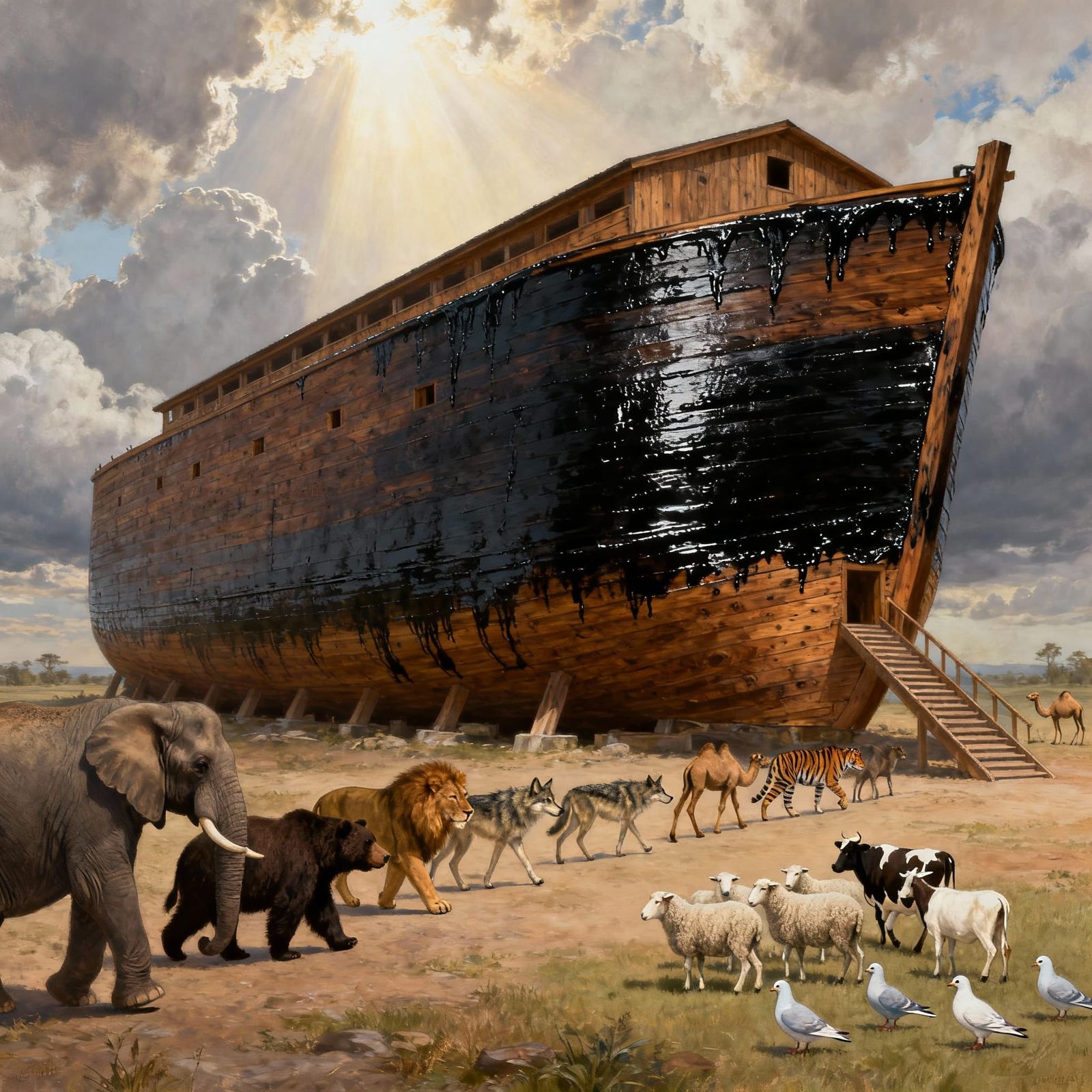 Noah's Ark with Animals in Divine Light