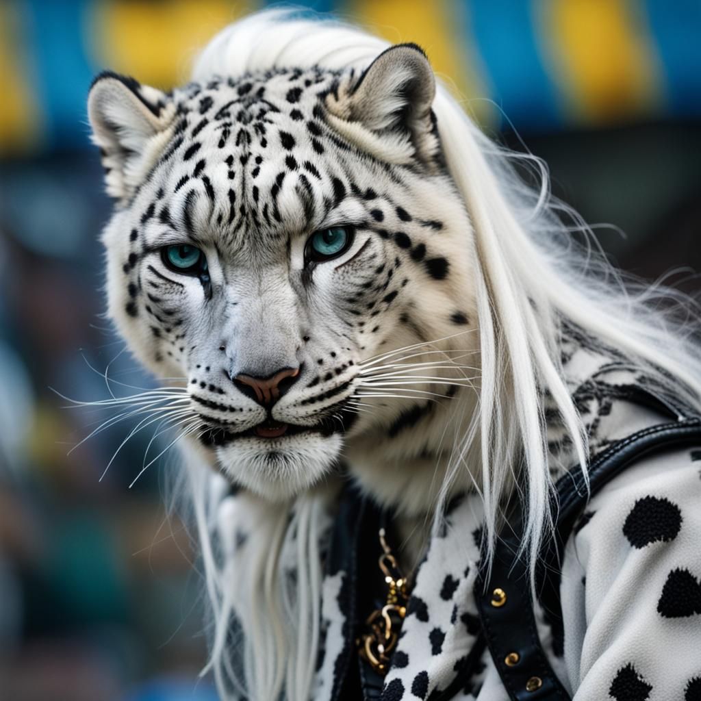 Fierce Snow Leopard in Rio: Digital Art
