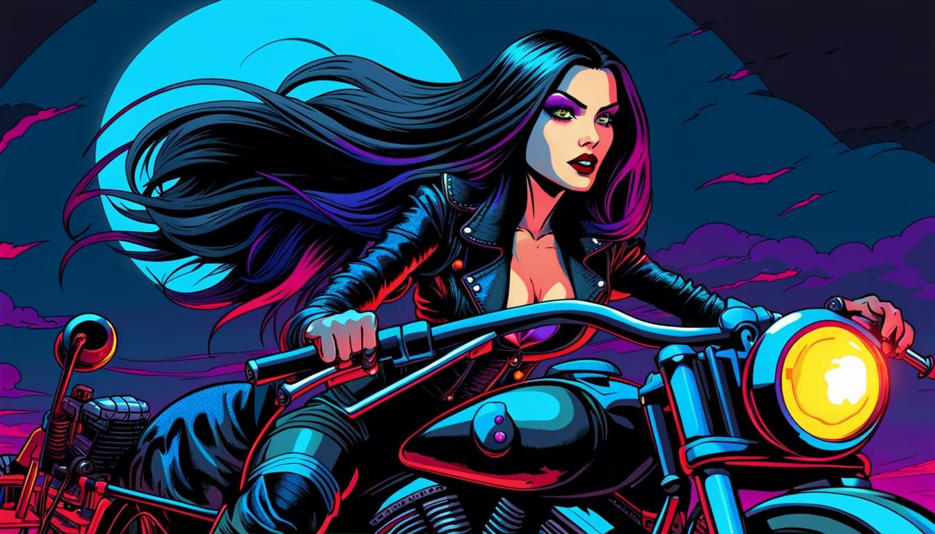 Goth vampire biker girl