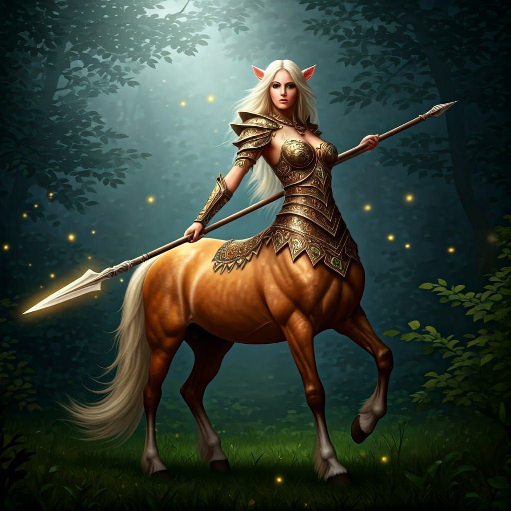 Stunning Centaur Maiden in Celtic-Greek Armor