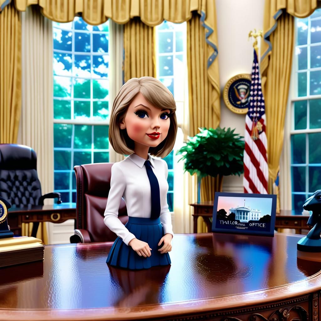 Taylor Swift in Oval Office: Pixar-Style 3D Digital Art