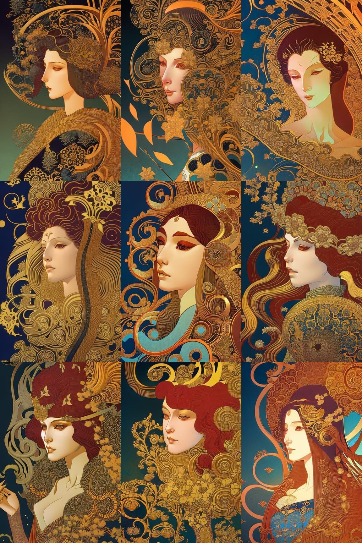 Intricate Art Nouveau Portrait in Klimt Style